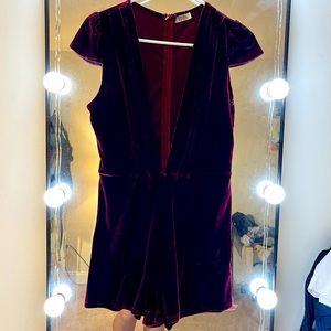 Maroon Deep V neck romper